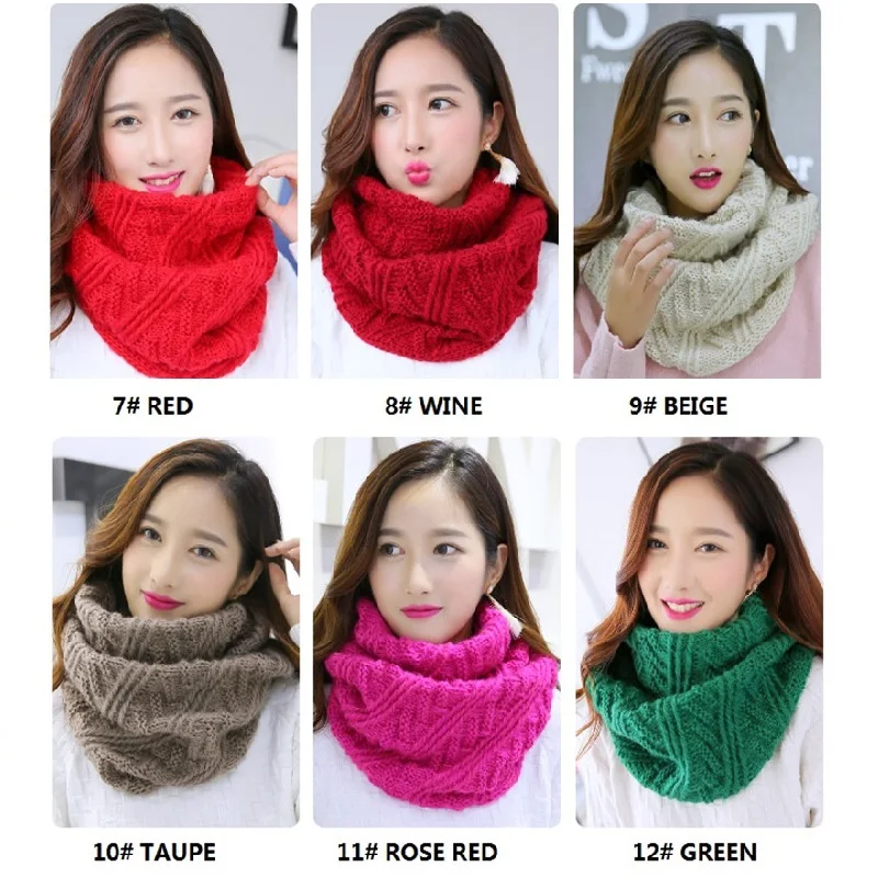 VISROVER – écharpes de couleur pour femmes, écharpe en tricot pour l\'hiver, écharpe chaude, Infinity Snood pour dames, écharpe à boucle d\'anneau,