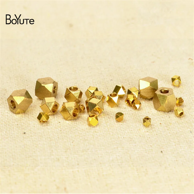 BoYuTe (100 Pieces/Lot) 2-2.5-3-4-5MM Metal Brass Solid Beads Spacer Beads Diy Jewelry Making Loose Beads