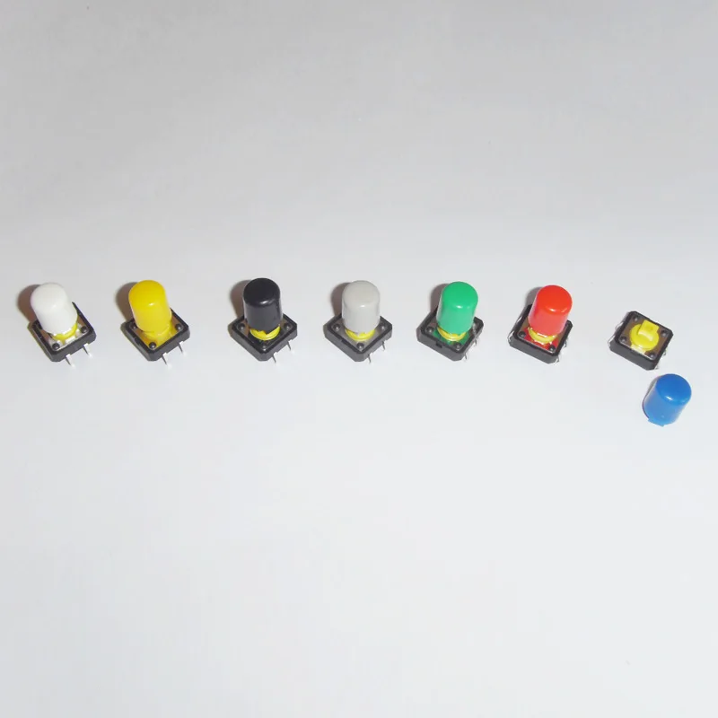 140pcs/lot 12*12*7.3mm DIP Tactile Push Button with colorful Cap Tact Switches 12x12mm Colorful