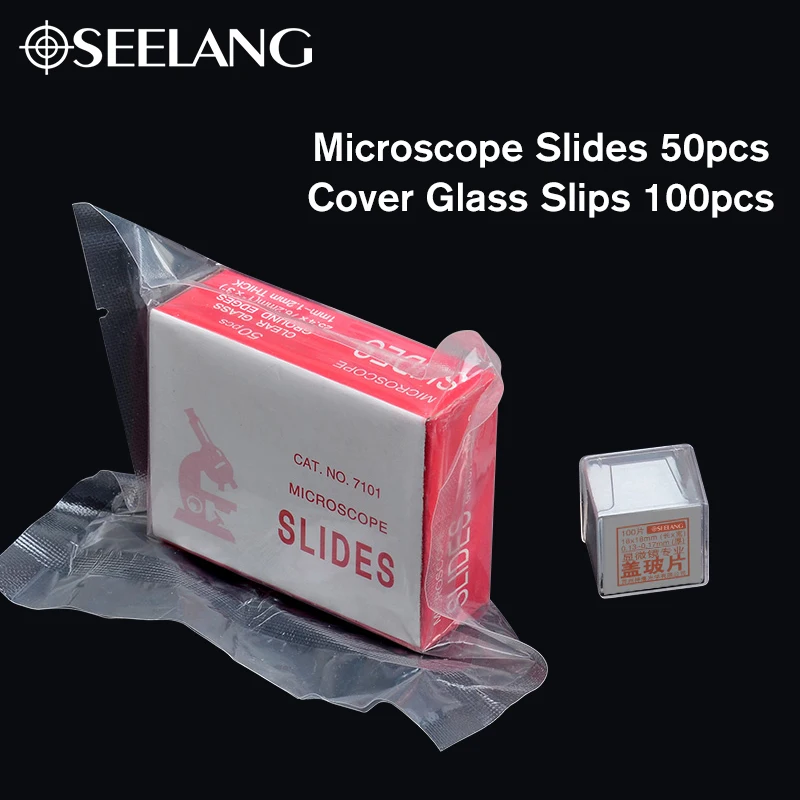 Biological Microscope Slides 50pcs +100pcs Cover Glass Slips for Preparation of Specimen Microscope Slides Glass Cover Slips