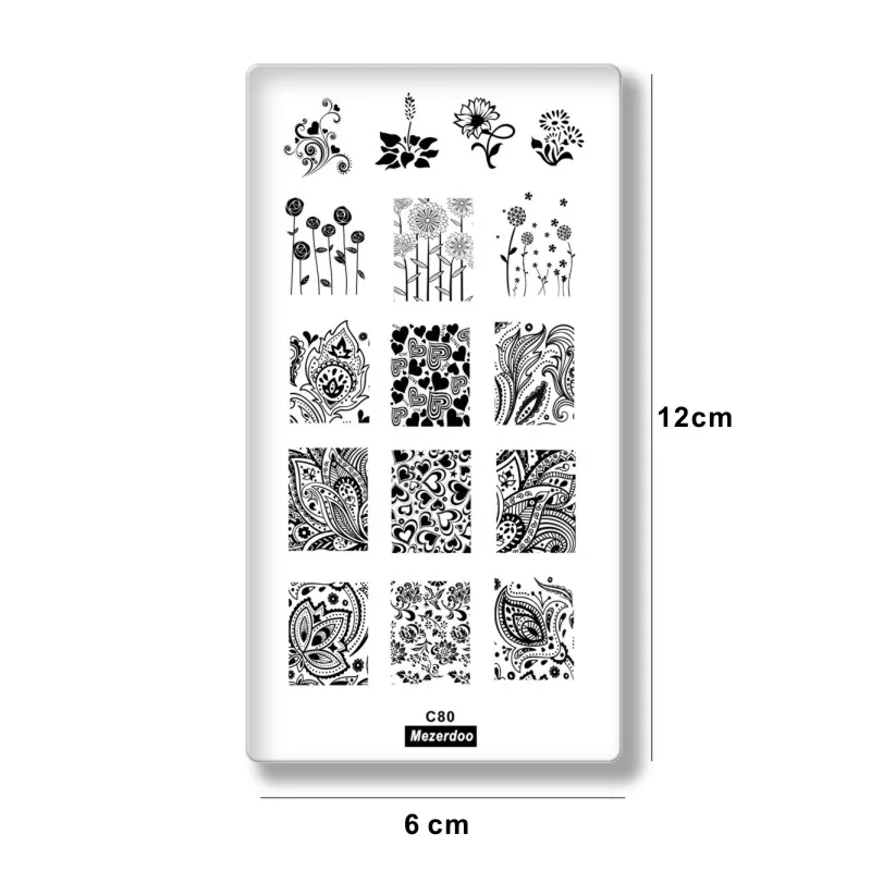 Nail Stamping Plates Template Dandelion Reed Patterns DIY Love Flower Designs Stamping Polish Manicure Stamper Plate C80