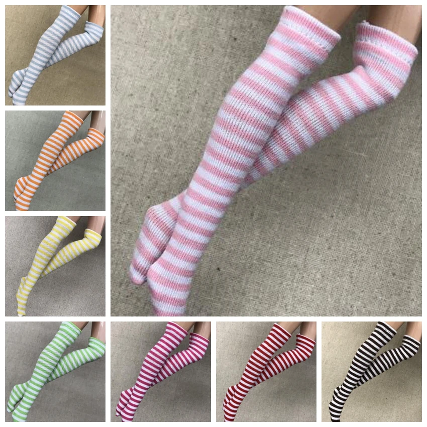 1Pairs 1/6 Doll's Stripe Blyth Socking for 1/6 Doll Socks Clothes accessories(fit Azone,Kurhn,OB, Momoko,Barbies,Blyth,1/6 Doll)