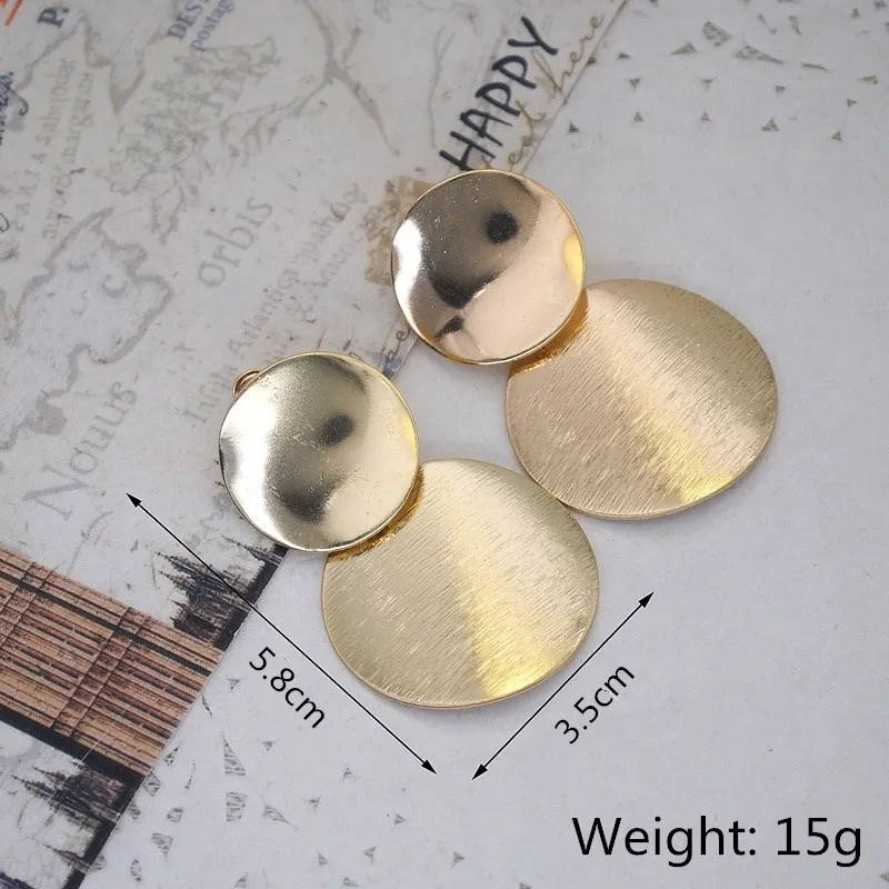Geometric Metal Pendant Earring Gold Silver Color Statement Circle Punk Dangle Earring Women Personality Jewelry 2136