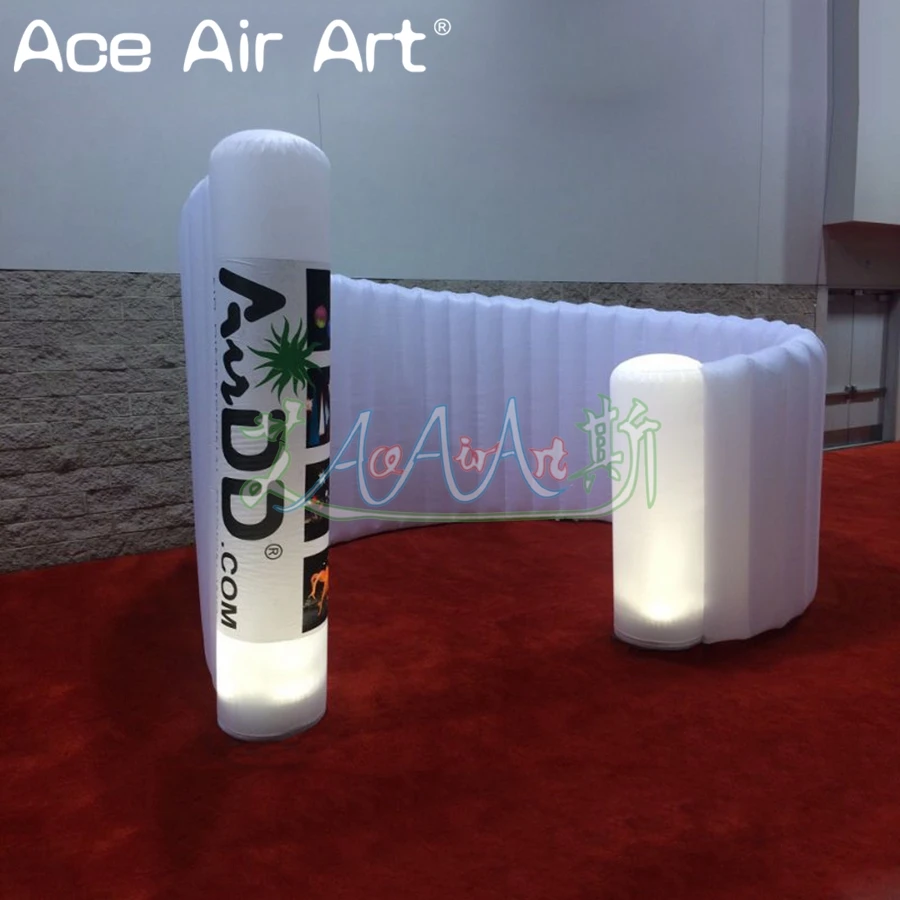 Removable Sticker 2.5m H Inflatbale Spiral Wall, Spiral Trade Show Kiosk Party  Wall with Led Lights By Ace Air Art