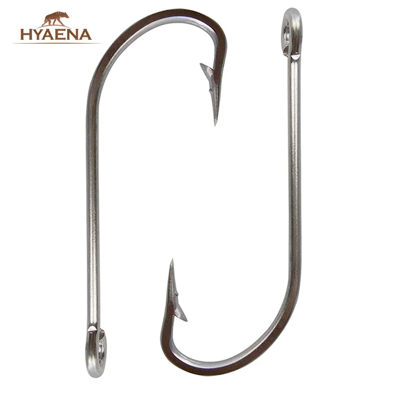 Hyaena 30pcs/lot Stainless Steel Fishing Barbed Hook 34007 Saltwater Hooks Big Game Long Shank Fishing Accessories