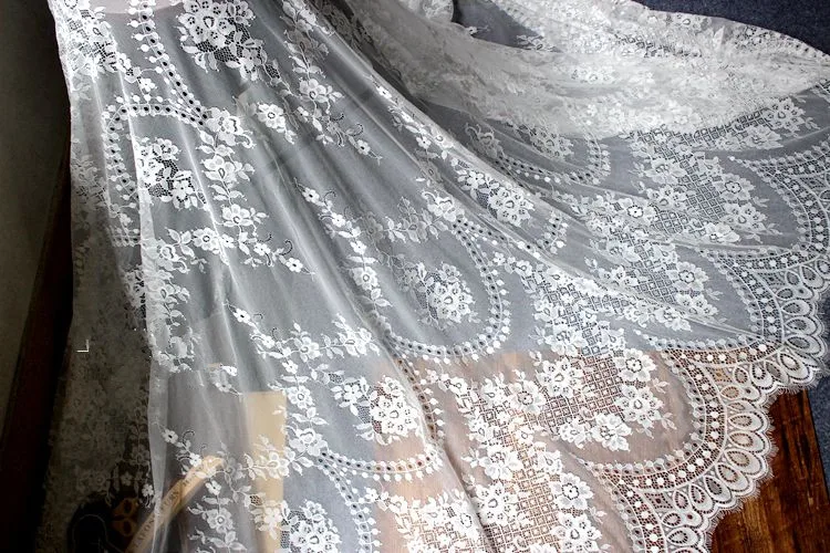 150CM wide eyelash lace fabric Embroidered DIY clothing wedding dress table flag accessories