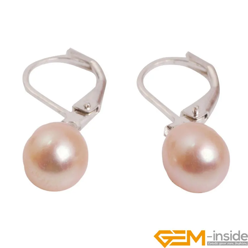 7-8mm Teardrop Freshwater Pearl Dangle Fashion  Jewelry Christmas Party Gifts Stud Earrings White Pink Purple Black