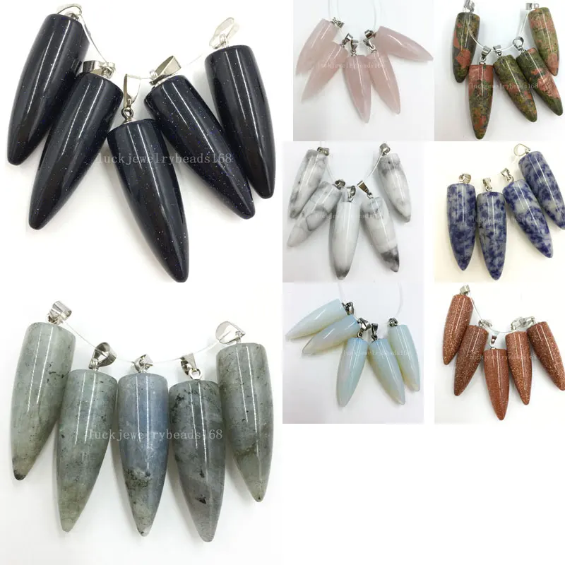 10PCS Howlite Labradorite Opal Goldstone Blue Sand Howlite Unakite Jaspe Art Women Men Pendant Bead  WB581b