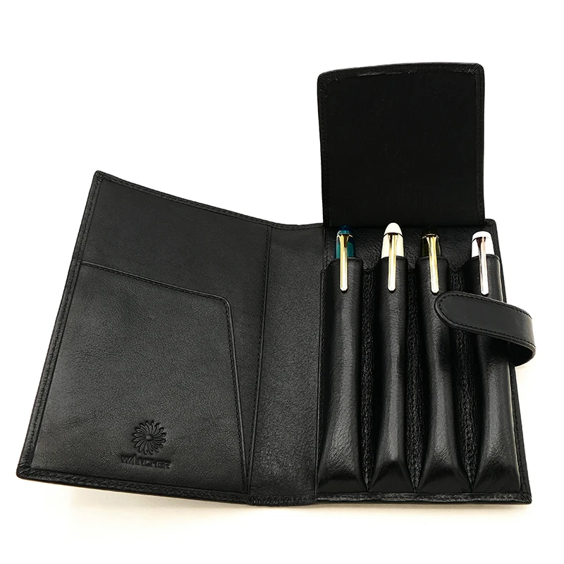 Wancher Stiftbeutel aus echtem Leder, Füllfederhalteretui, Rindsleder, Stiftehalter, Etui, Geschenkset, Stifttasche, Stiftaufbewahrung, Schreibwarenzubehör – Detail 12