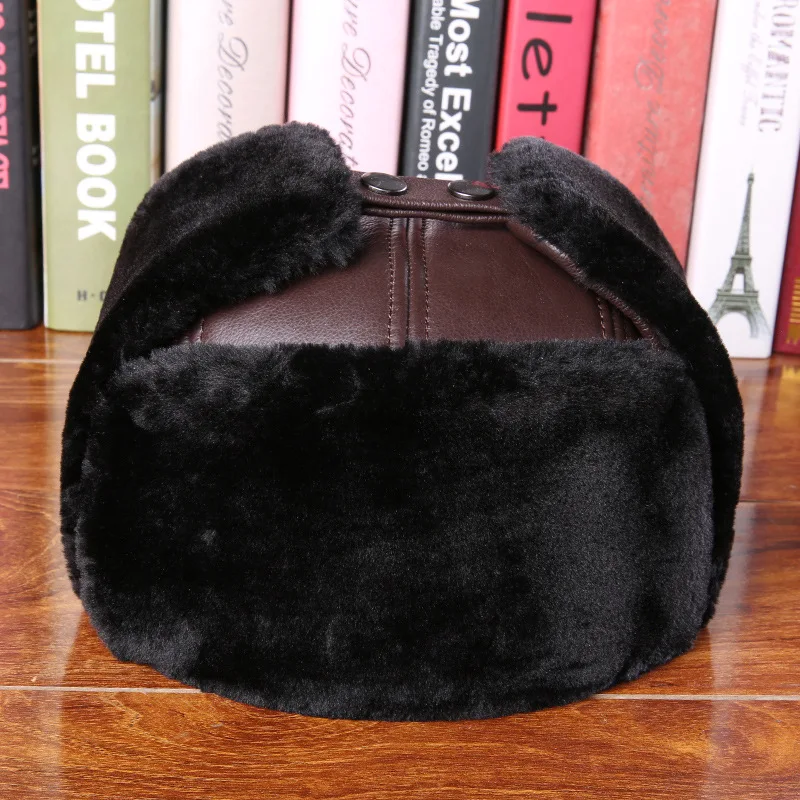 

B-7249 Winter Men's Fur Bomber Hat Raccoon Fur Ushanka Cap Trapper Russian Ushanka Hat Ski Caps