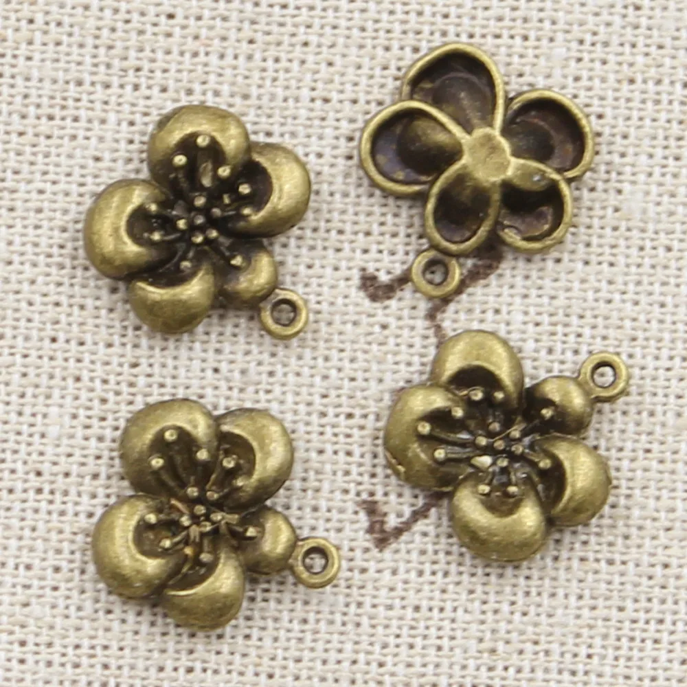 15pcs Charms Flower 15x14mm Antique Making Pendant fit,Vintage Tibetan Bronze Silver color,DIY Handmade Jewelry