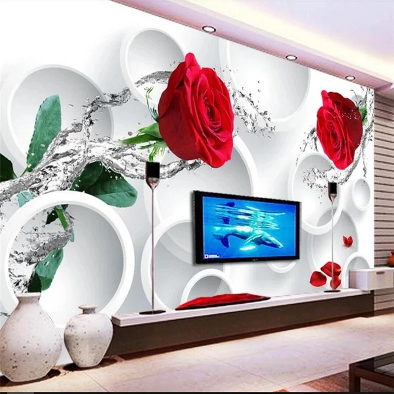 

wellyu Beautiful Rose Flower 3D TV Sofa Wall Custom Large Mural Home Decor Wallpaper papel de parede para quarto