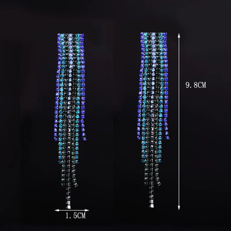 Charm Wedding Long Tassel Crystal Earrings for Women Statement Earrings Jewelry Party Prom Korean Earrings Jewelry Gift