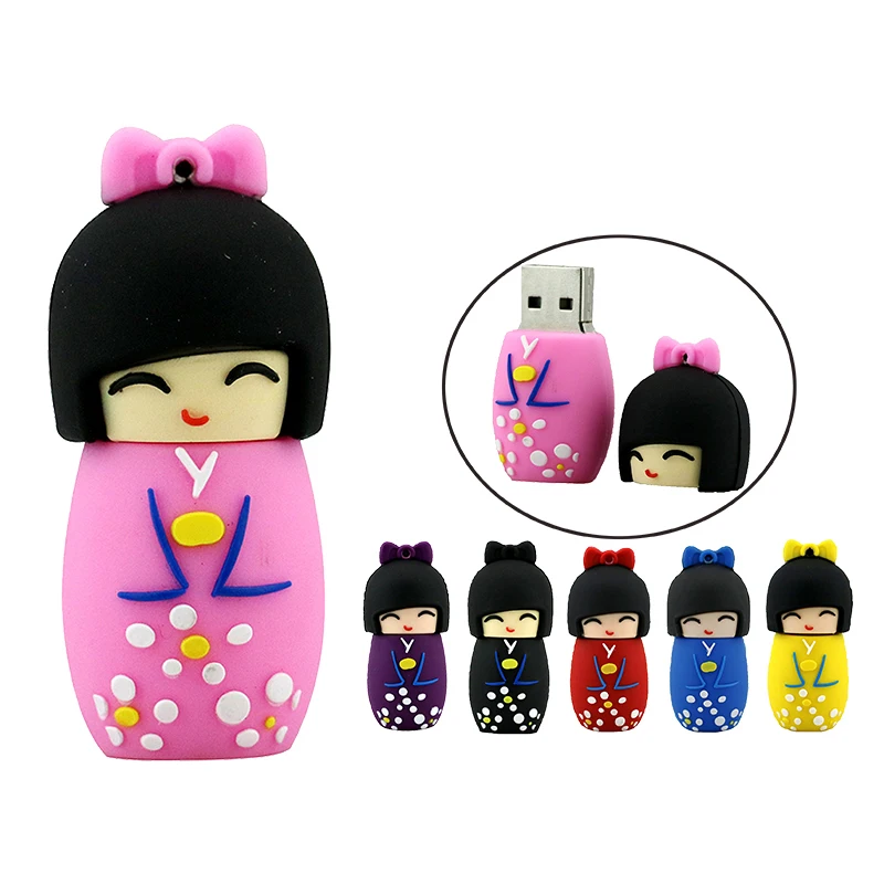 Ổ Đĩa U Búp Bê Nhật Bản Kimono Nữ Usb Bút 4GB 8GB 16GB 32GB 64GB búp Bê Flash Usb Thẻ Nhớ Ổ Quà Tặng Đĩa