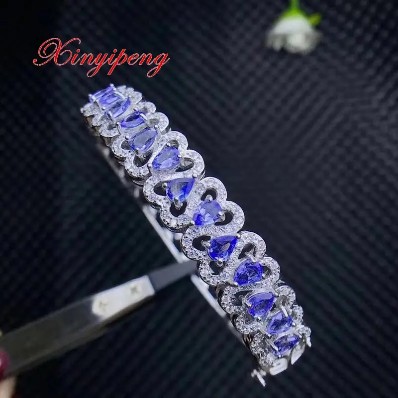 

Xin yi peng 925 silver plated gold inlaid natural Tanzanite bracelet Women bracelet Exquisite anniversary gift