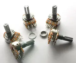 5PCS WH148 50K B50K 6 feet 6 Pin Shaft WH148 Amplifier Dual Stereo Potentiometer Free shipping