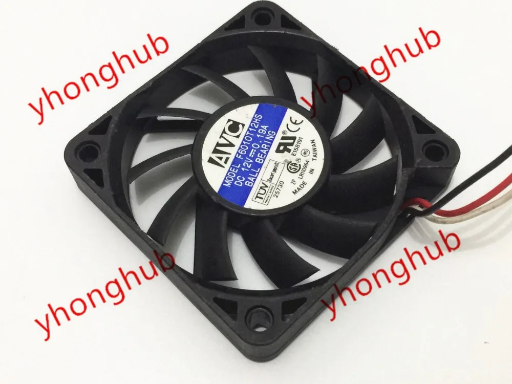 

AVC F6010T12HS DC 12V 0.19A 3-wire 60x60x10mm Server Cooling Fan