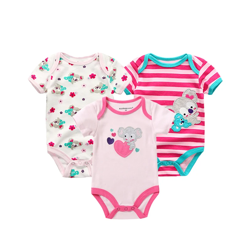 

Kiddiezoom 3PCS/LOT Baby Rompers 100%Cotton Girls Boys Jumpsuit 0-9M Summer Baby Clothes Roupas de bebe Infantil Costumes