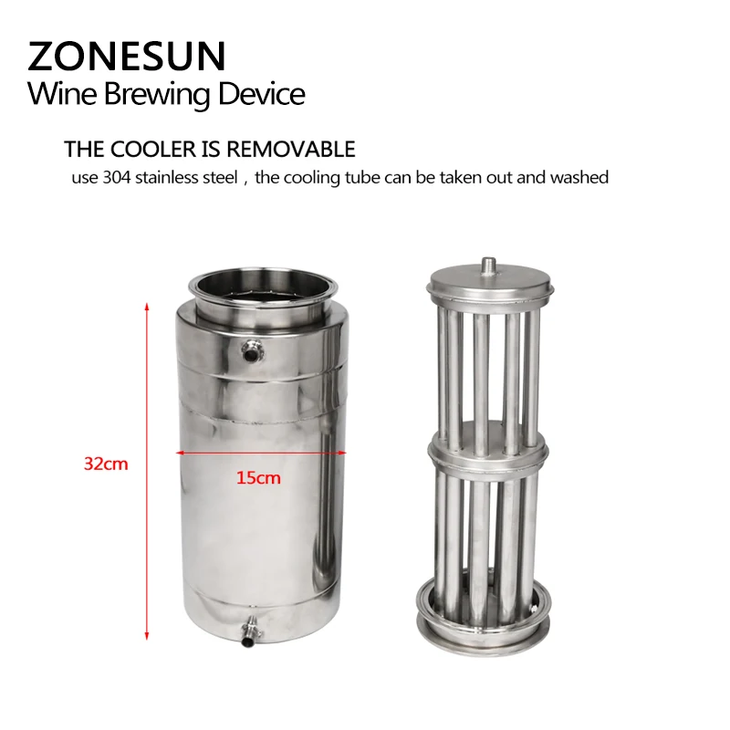 ZONESUN Houshold Stainless Steel Home Wine Brewing Device 20/30/45/70L Alcohol Distiller/Wine Maker English Manual+11 Gifts