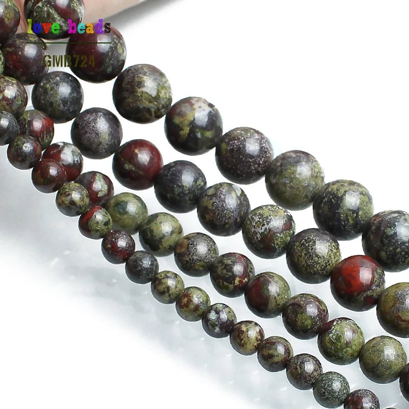 Natural Stone Beads Dragon Bloodstone Round Loose Beads For Jewelry Making Bracelet 15 inches 4/6/8/10/12mm Diy Jewelry