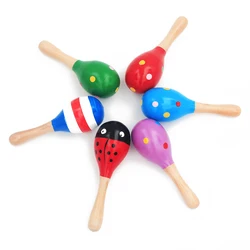 High Quality Wooden Baby Musical Toys Sand Hammer 0-12 Months Colorful Cartoon Infant Play Toys Birth Baby Listening Practice