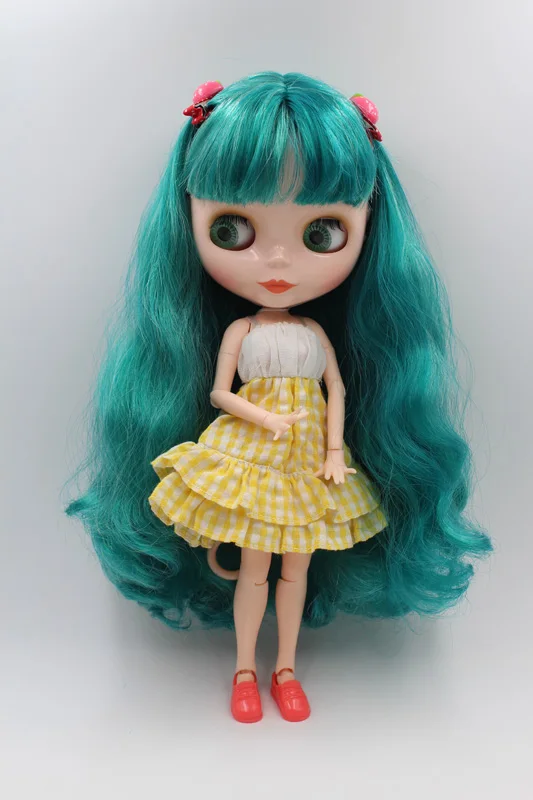 Free Shipping BJD joint RBL-208J DIY Nude Blyth doll birthday gift for girl 4 colour big eyes dolls with beautiful Hair cute toy