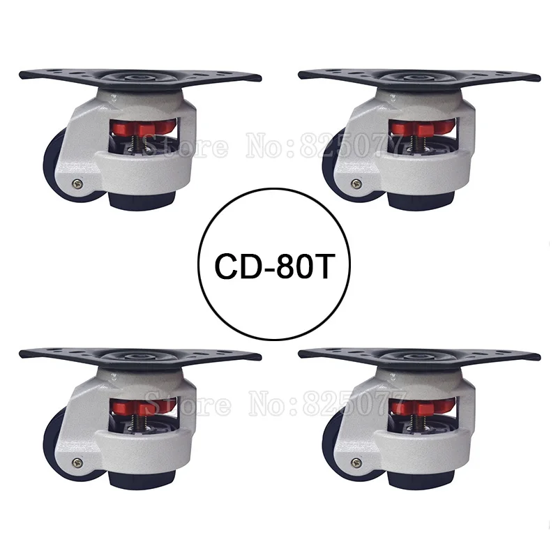 

4PCS CD-80T Load Bearing 500kg/pcs Level Adjustment Nylon Wheel and Triangular Plate Leveling Caster Industrial Casters JF1563