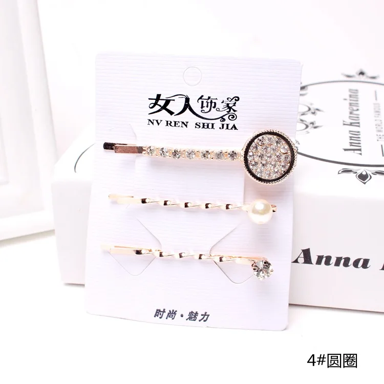 1pack/3pcs Korean Hairpins Women Girls Crystal Rhinestone Hair Clip Barrette Hairpin Hairband Clamp Barrettes Hair Accessories