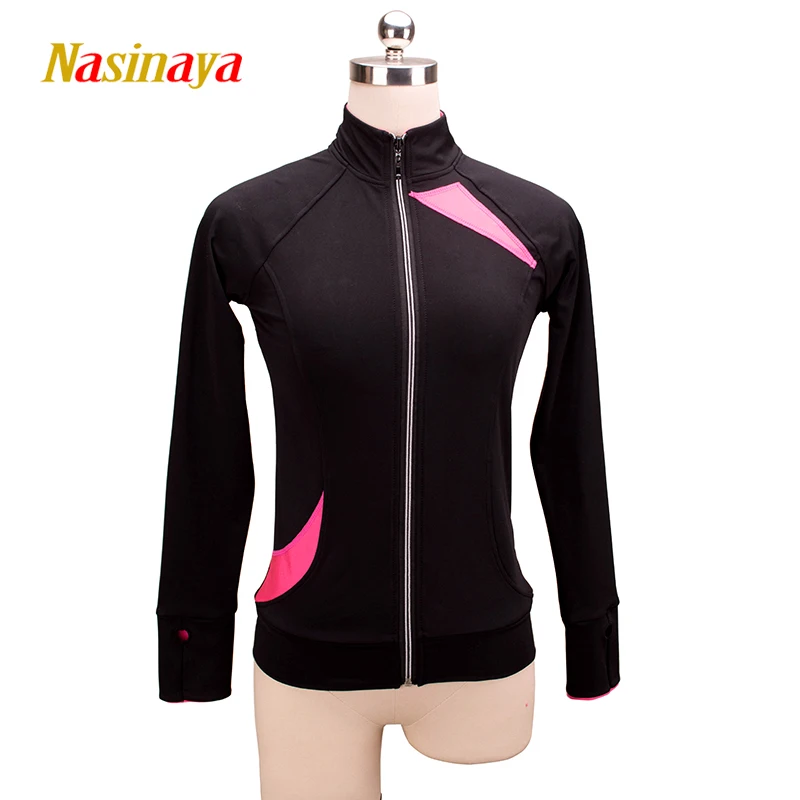 Custom Figure Skating Jacket Zipper Stand Collar Top Girls Training Competition Skating Warm nylon spandex Gymnastics Suit