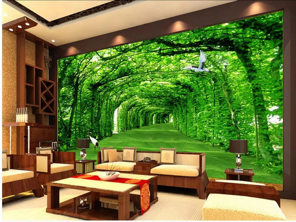 

3d wallpaper mural decor Photo backdrop Green trees wallpaper mural painting for living room