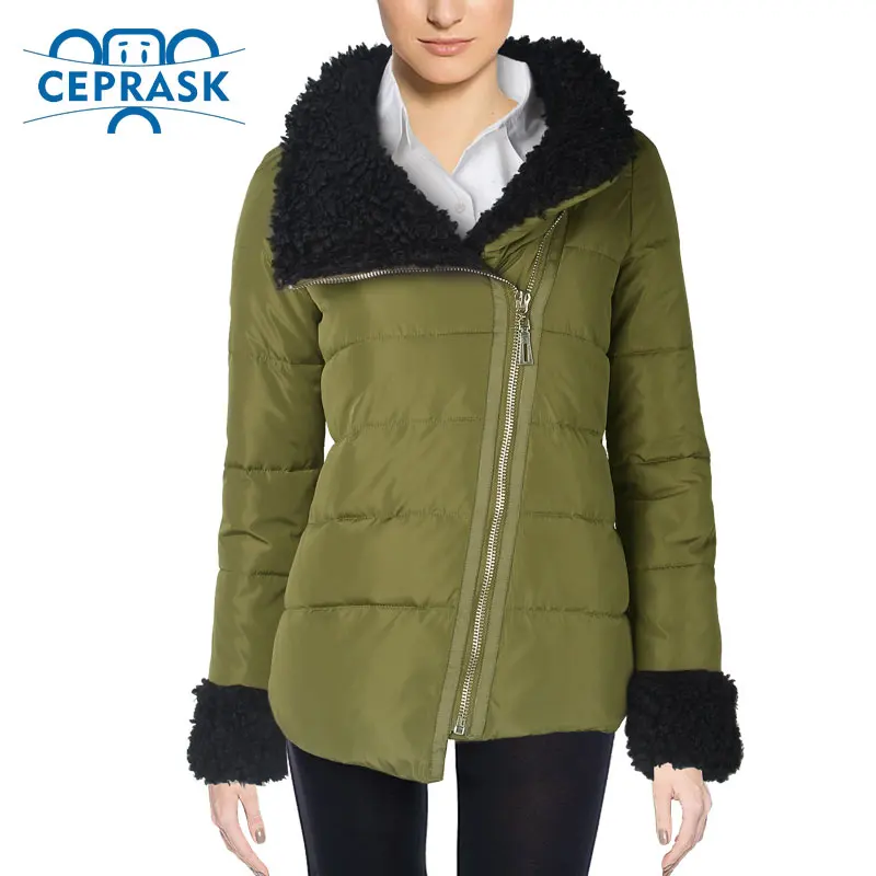 Ceprask 2023 New High Quality Warm Down Jacket Women Parka Padded Cotton Short Fur Jacket coat Womens Clothing Outerwear