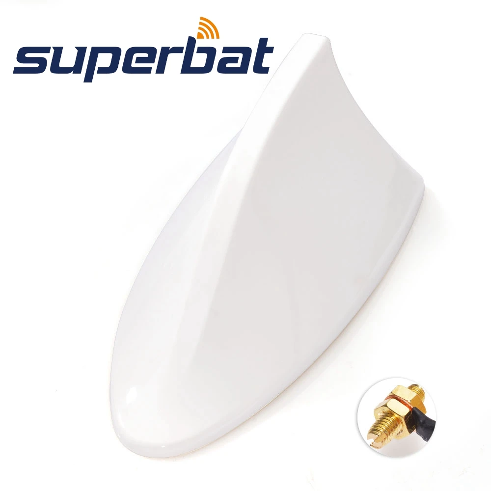 Superbat 2pcs Universal Automobile Car/Vehicle ABS Roof Radio AM/FM Signal Shark Fin Style Aerial Antenna AU (White)