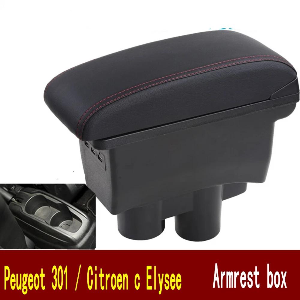 

For Citroen c-elysee/ Peugeot 301 armrest central Store content Storage box with cup holder ashtray accessories 2012-2016