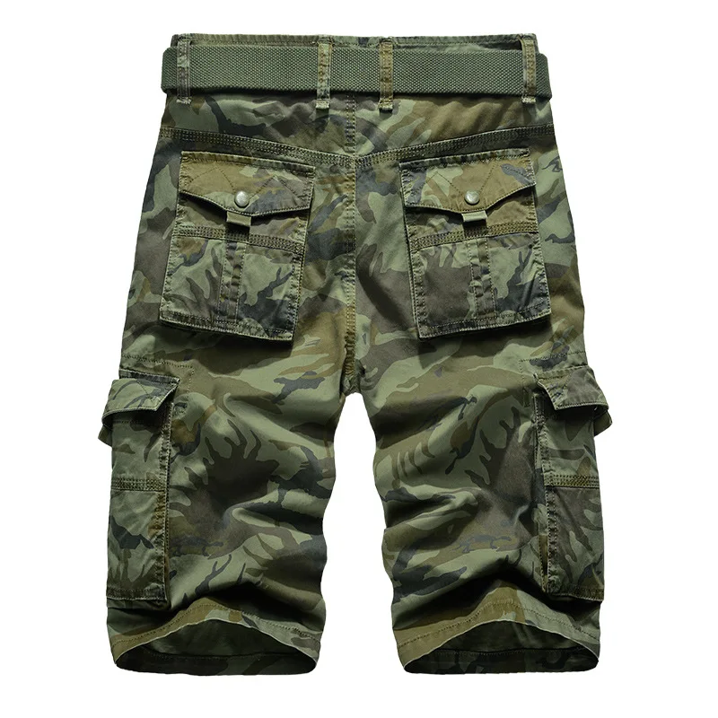 No Belt Camouflage Camo Cargo Shorts Men 2024 New Mens Casual Shorts Male Loose Work Shorts Man Military Short Pants Plus Size