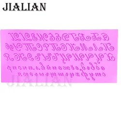 Russian Handwriting Alphabets Script Letters Silicone  Moulds Fondant Cake Decorating Tools Gumpaste Chocolate Candy Molds T0974