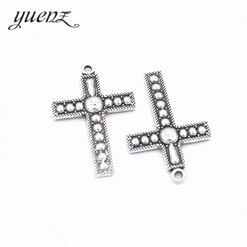 YuenZ 10 pcs antique silver color cross charms metal pendant for DIY jewelry 34*22mm T72