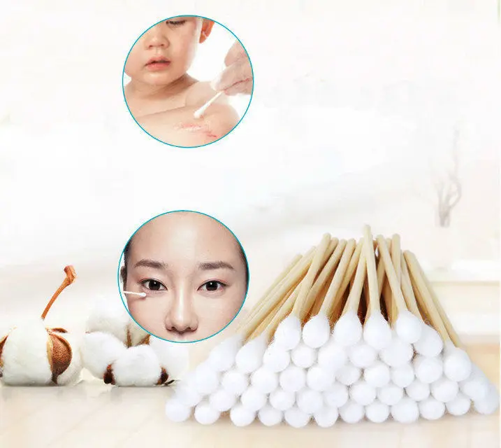 10cm 50pcs/pack Makeup Cotton Swabs Extra Long Wood Handle Applicator Q-tip