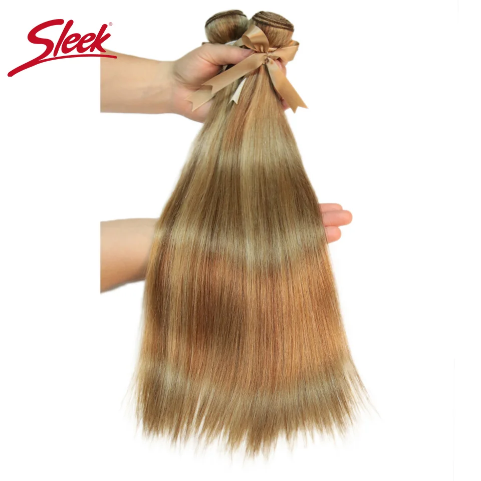 Sleek-extensiones de cabello humano liso, mechones de pelo peruano Remy P27/23 P6/22 P8/22, 10-24 pulgadas