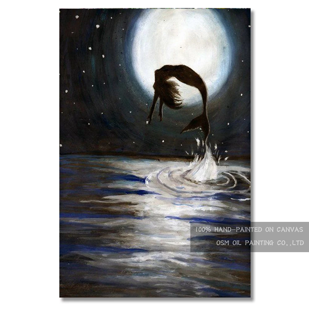 Artist Hand-painted Abstract Mermaid Oil Painting For Wall Decoration Fairy Tale Beautiful Sea-Maid Oil Painting for Living Room