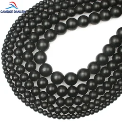 CAMDOE DANLEN Glass Beads Black Dull Polish Matte Round Loose Beads 4 6 8 10 12 14 mm Fit DIY Charms Beads For Jewelry Making