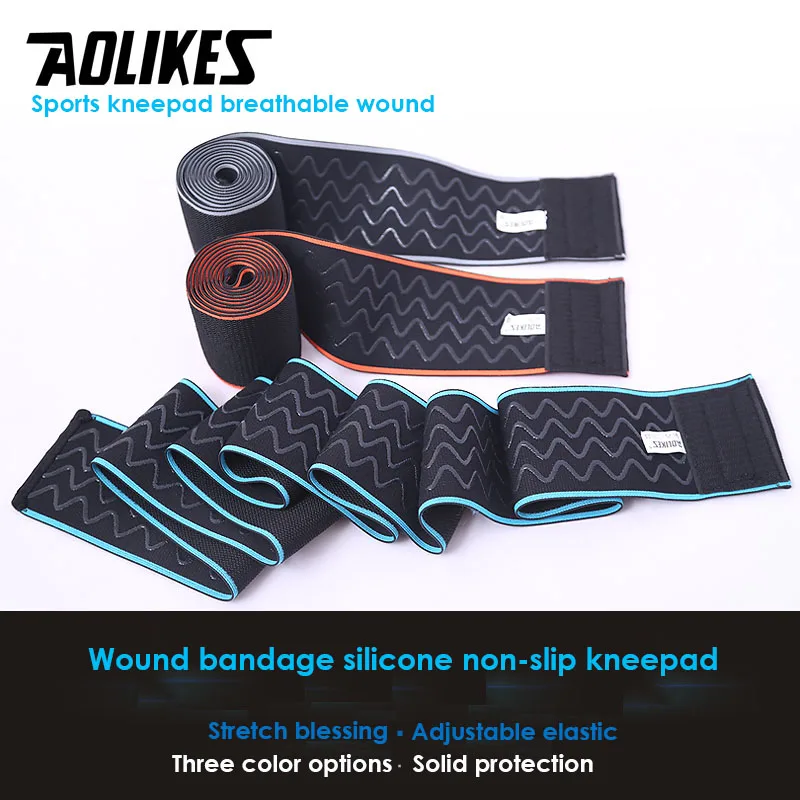 AOLIKES 1PCS 150cm*8cm elastic bandage tape sport knee support strap knee pad Leg Compression Strap Calf Knee Pads Safety