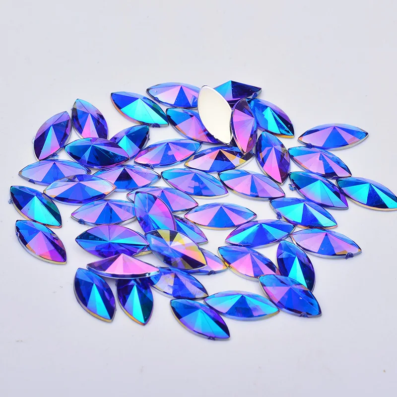 JUNAO 5*10mm 7*15mm Mix Color AB Crystal Rhinestone Applique Flat Back Decoration Crystal Strass Non Sewing Stone for DIY Crafts