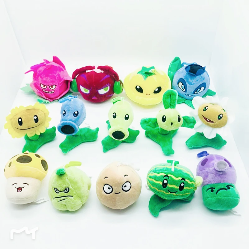 

14pcs/lot 10cm Plants vs Zombies Plush Pendant Toy PVZ SunFlower Nut Peashooter Plush Stuffed Toys Doll for Kids Gifts