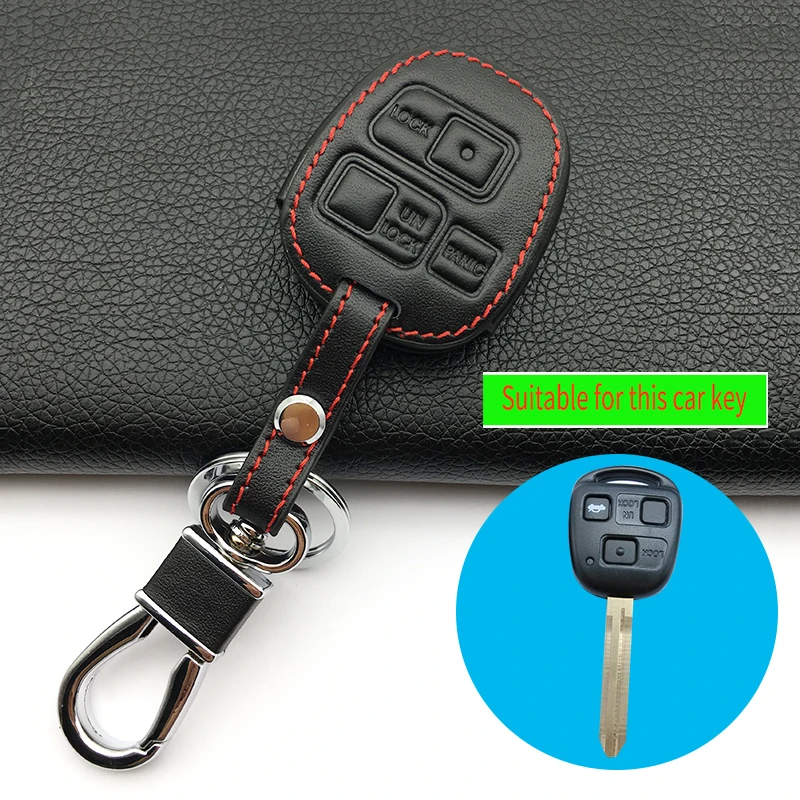 Genuine Leather Men & Women\'s Key Holder Key Chain Car Key Case Cover For Toyota Tarago RAV4 Corolla Camry Celica Avalon 3 key