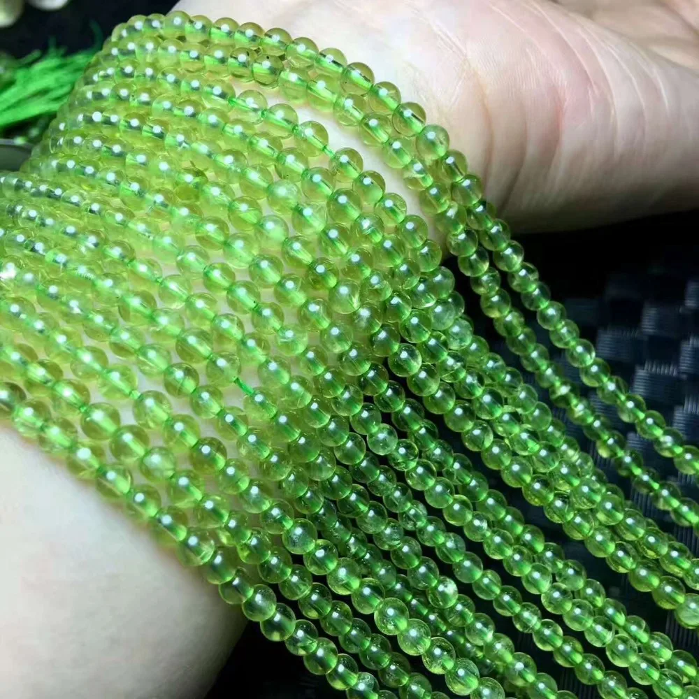 3mm 4mm 5mm Natural Peridot Stone Gemstone Diy Loose Beads For Jewelry Making Strand 15\