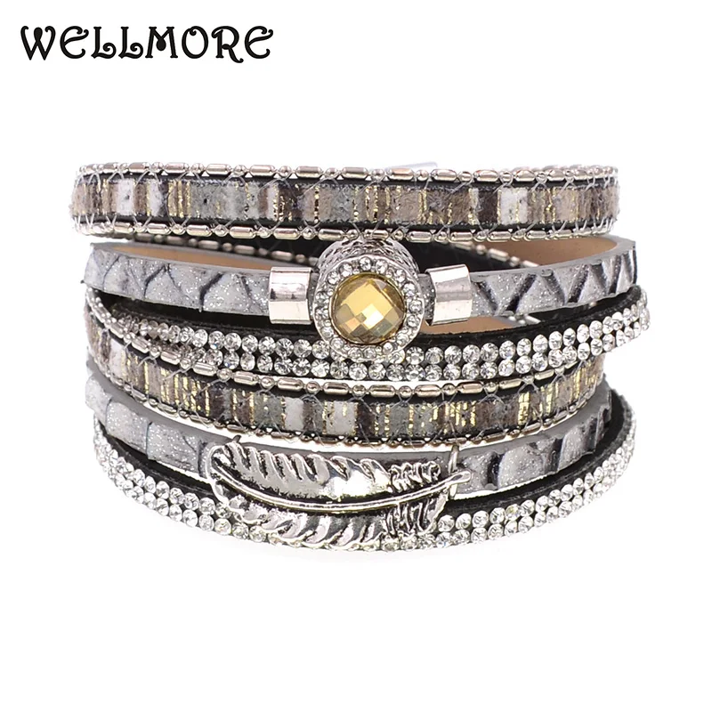 WELLMORE  leather bracelets wrap bracelets Bohemian bracelets&bangles for women Christmas gift jewelry wholesale