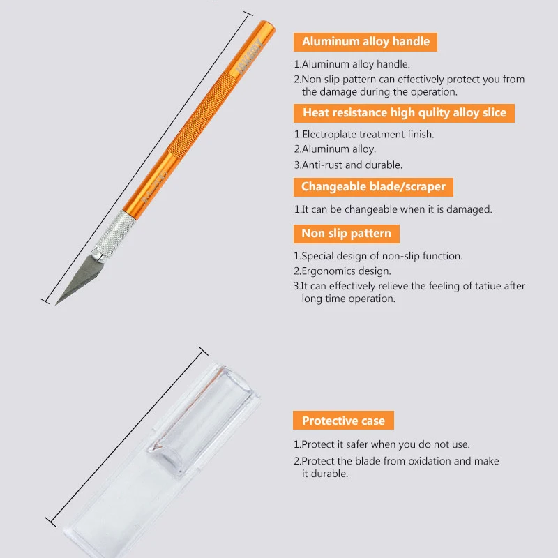 Ferramenta manual antiderrapante de metal e madeira, faça você mesmo, faca de escultura artesanal, lâminas de gravação para telefone móvel, laptop, ferramenta de reparo pcb
