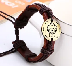 Original Virgo/Sagittarius/Aquarius/Scorpio/Libra/Capricorn 12 Constellation Bracelet Men Braided Leather Bracelets Women