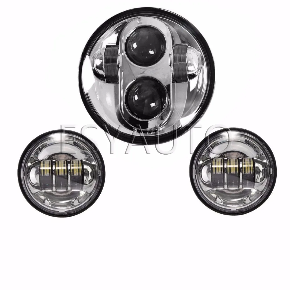 

3pcs 5.75'' LED Motorcycle Headlight Hi/Low Beam Offroad HeadLamp plus 4.5inch Fog Light for Softail Dyna Models