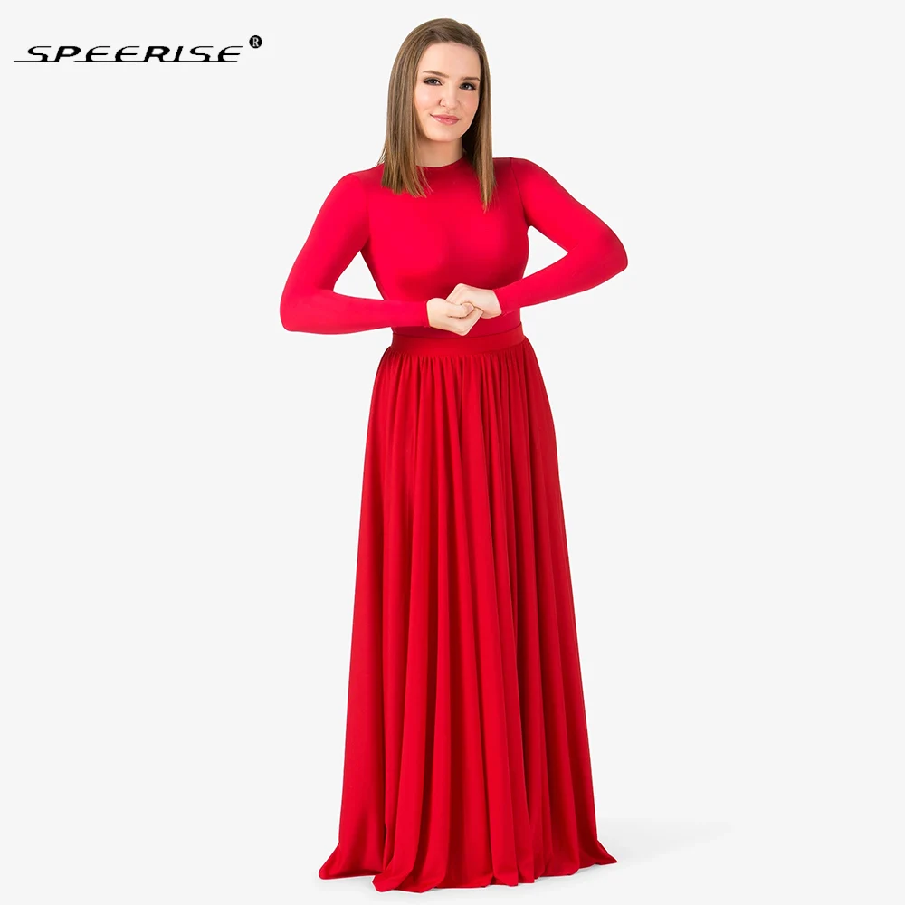 SPEERISE-Justaucorps de ballet noir pour adultes, costume de batterie à manches longues, encolure dégagée, vêtements de danse latine, vêtements de scène